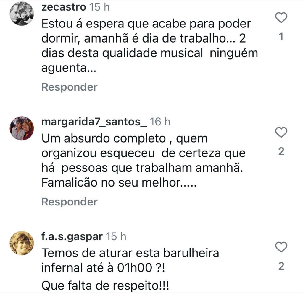 comentário no Instagram do Município de Famalicão