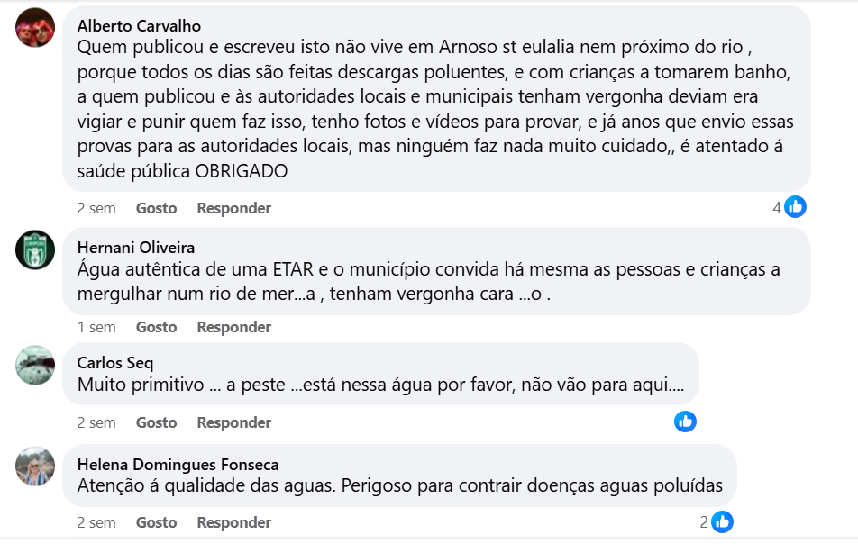 Imagem de comentários a uma publicação do Município de Famalicão no Facebook.