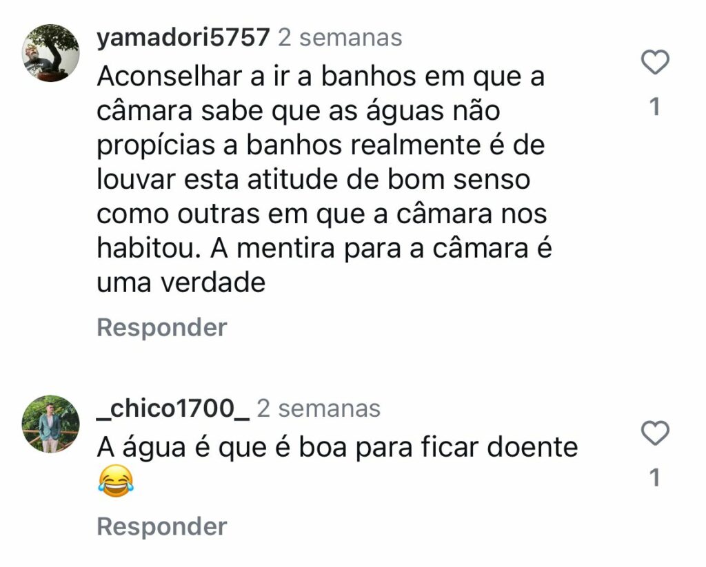 Imagem de comentários a uma publicação do Município de Famalicão no Instagram.